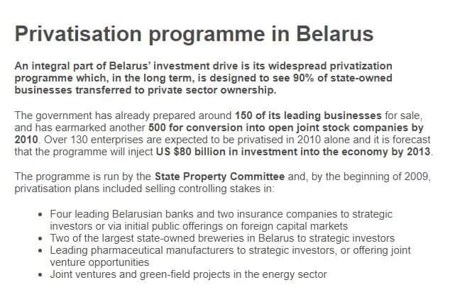 Privatizzazioni in Bielorussia